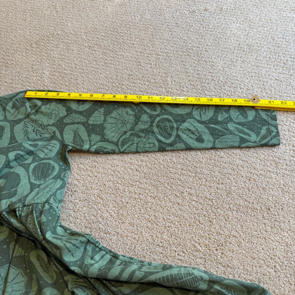 Winter Water Factory Dress Copenhagen Green Fossil Print LS Organic Cotton XS - Picture 13 of 16